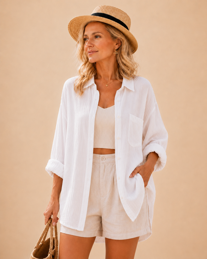 Soléa | Oversized Blouse met Opgewerkt Detail