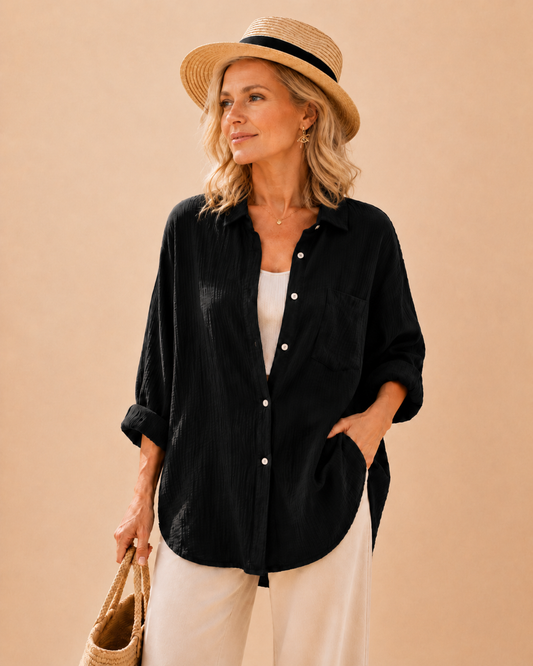 Soléa | Oversized Blouse met Opgewerkt Detail