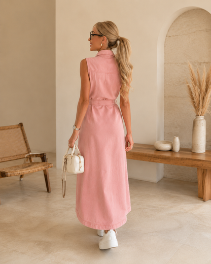 Noémie | Mouwloze Denim Maxi-Jurk