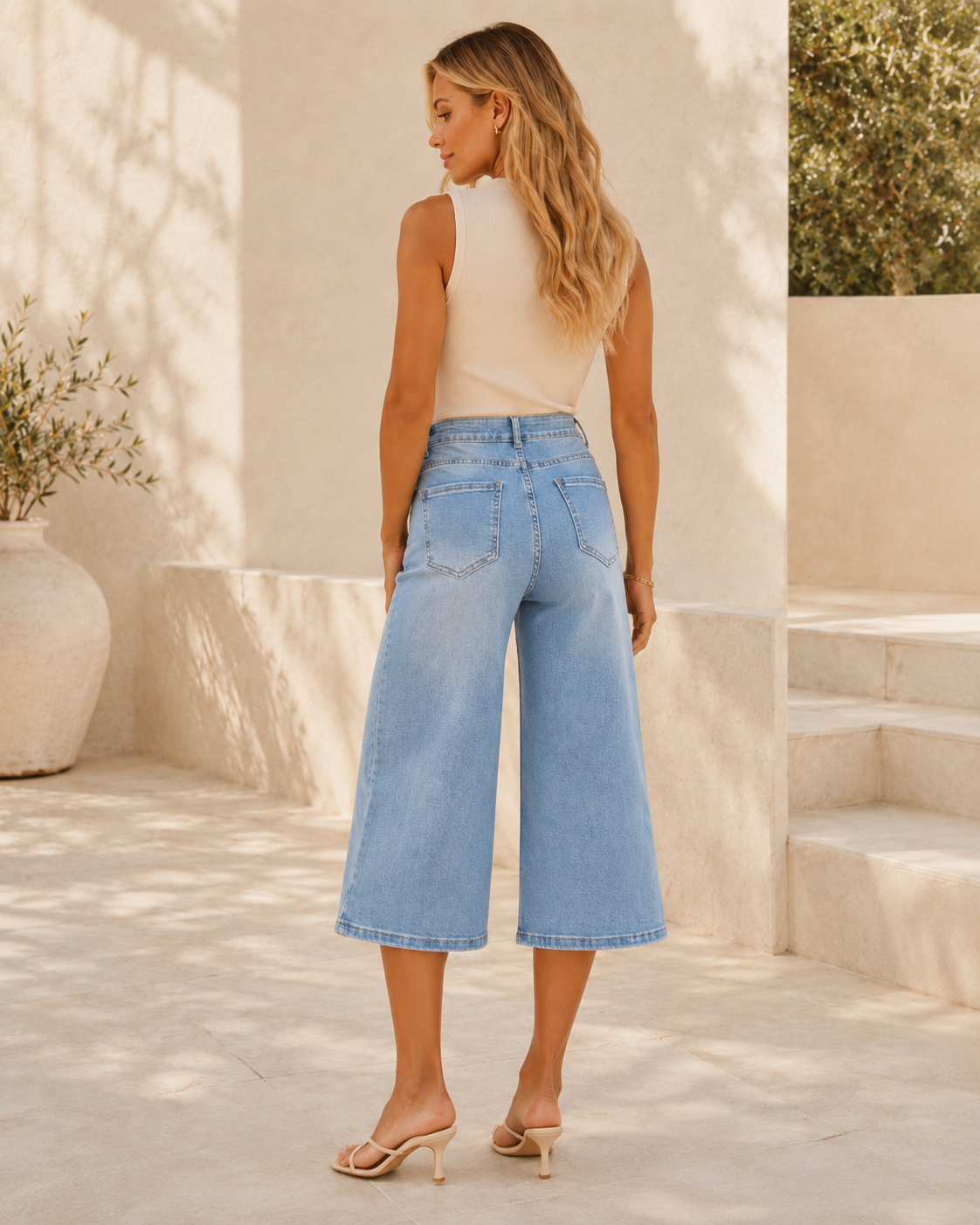 Florine | High-Waist Denim Bermuda